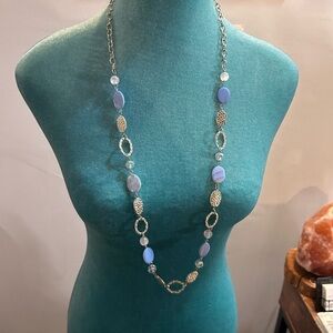 Silver Toned Lavender Chalcedony Becklace